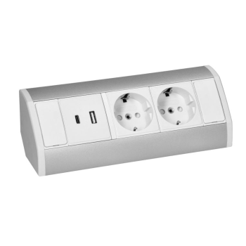 GNIAZDO MEBLOWE PODWÓJNE ORNO OR-GM-9039(GS)/W-G 2xUSB SCHUKO